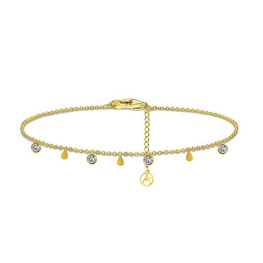 Anklet with light points and drops: Silver / With box