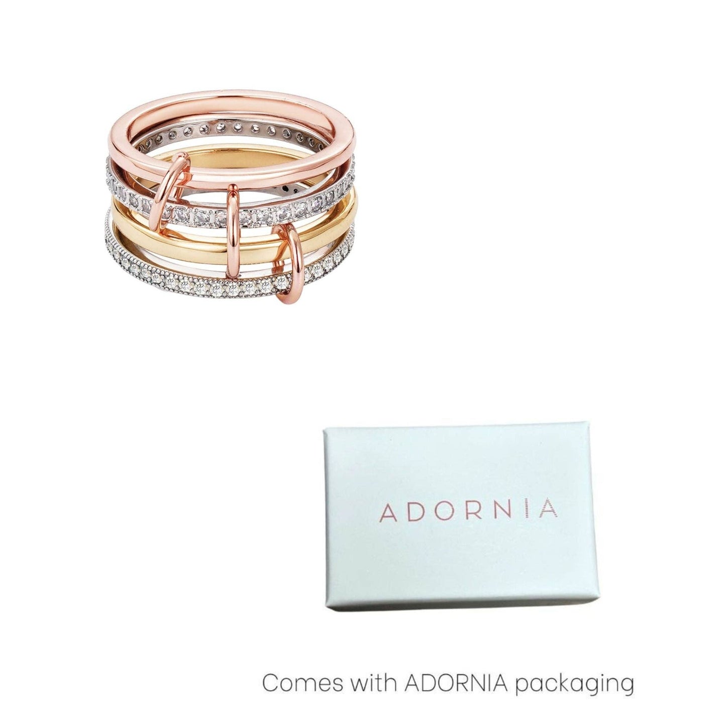 Stack of 4 mixed metal connected rings: 8