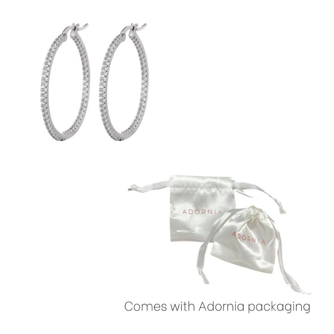 Boucles d'oreilles créoles infini plaquées argent avec zircones cubiques (CZ)