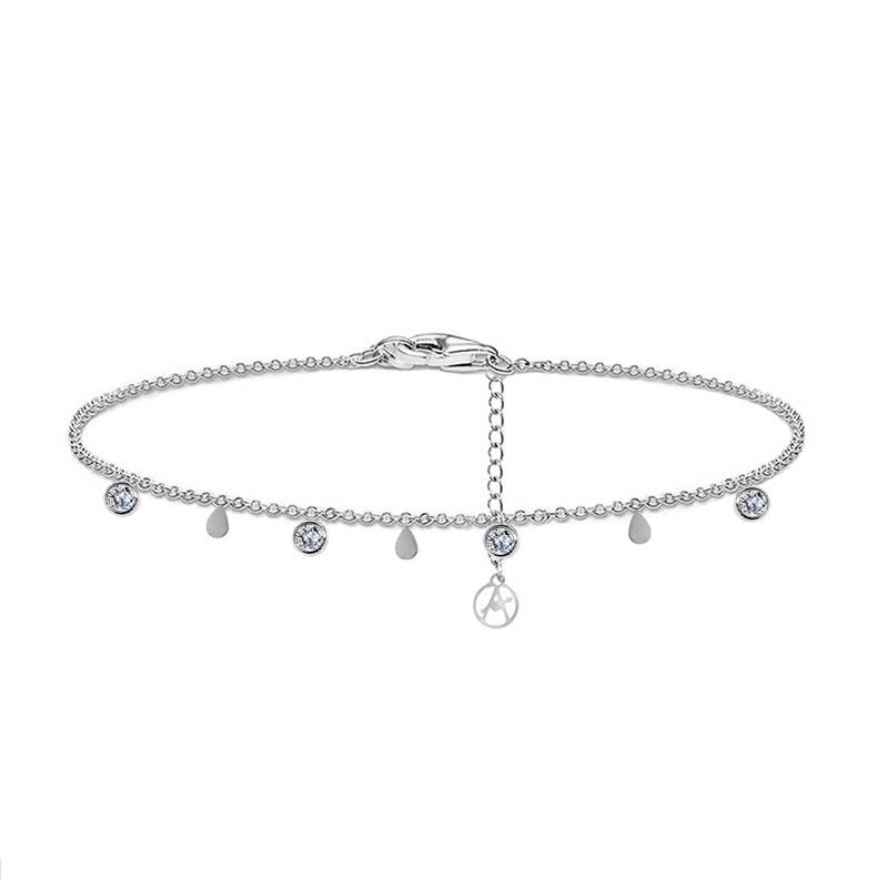 Anklet with light points and drops: Silver / With box
