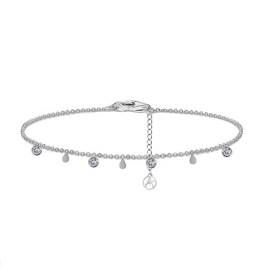 Anklet with light points and drops: Silver / With box