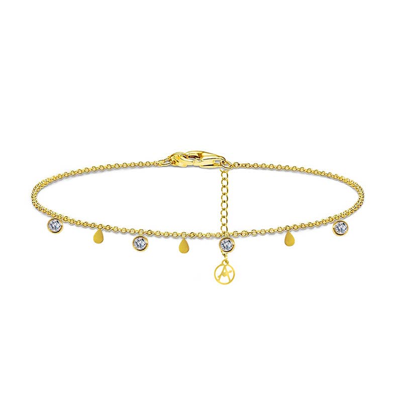 Anklet with light points and drops: Silver / With box