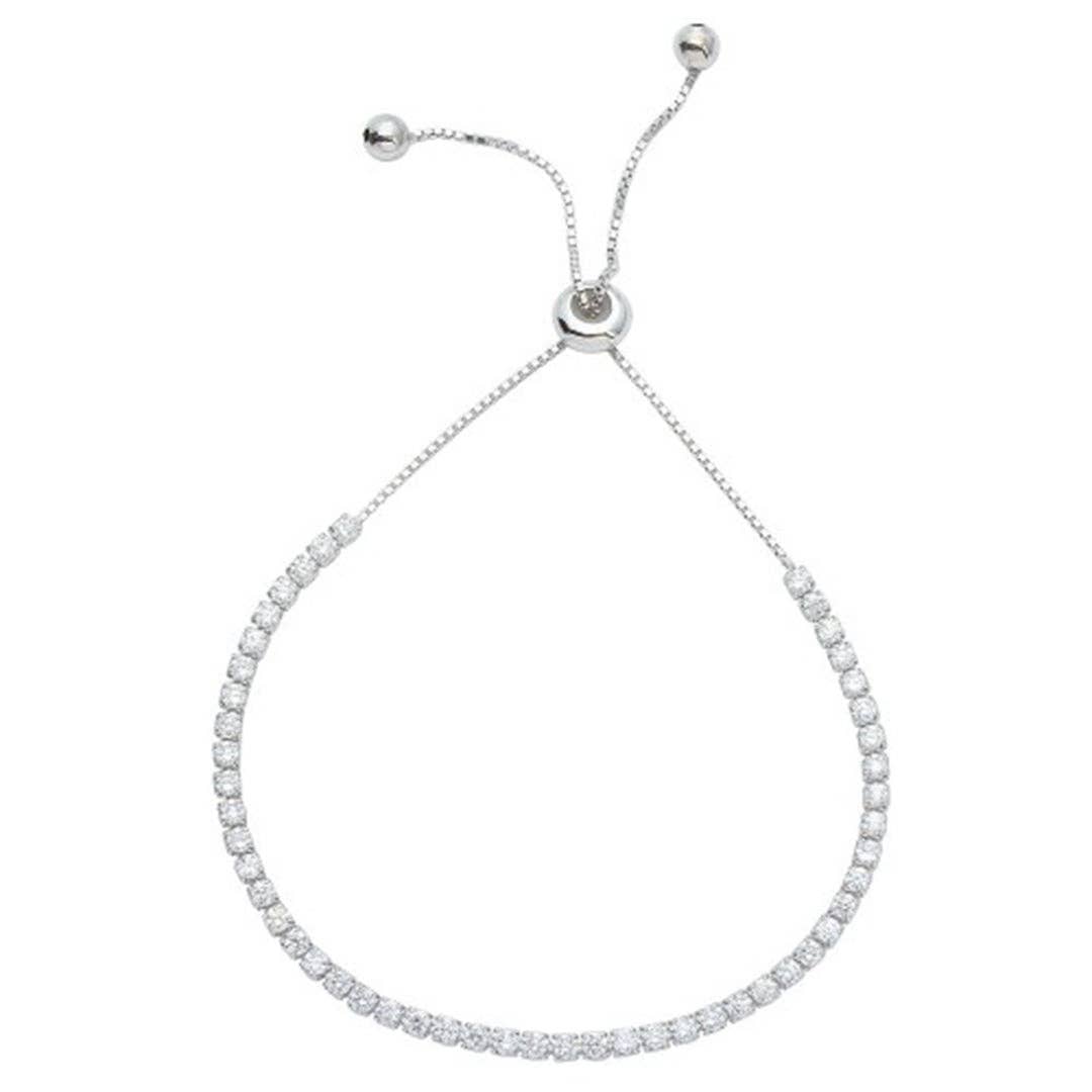 Bracelet tennis ajustable Bolo avec liens à tirer argent