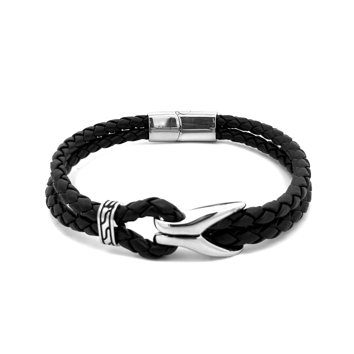 Men's double braided leather bracelet - KM23140E628/629: Sand / Without box