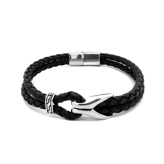 Bracelet homme en cuir double tressé - KM23140E628/629: Sable / Sans boîte
