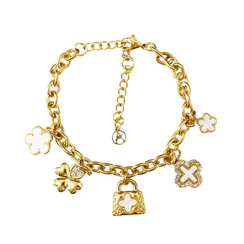 Bracelet chaîne avec pendentifs - YNK24108B717: Argenté / Avec boîte