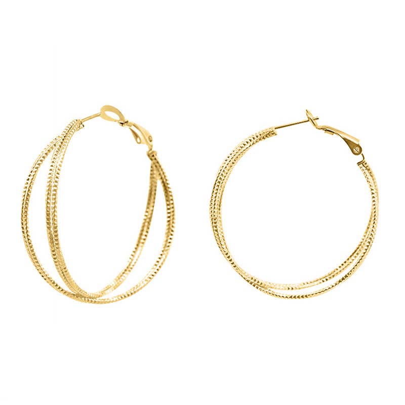 BOUCLES D'OREILLES À CRÉOLES CROISÉES - JN2364F155: Or jaune / Avec boîte