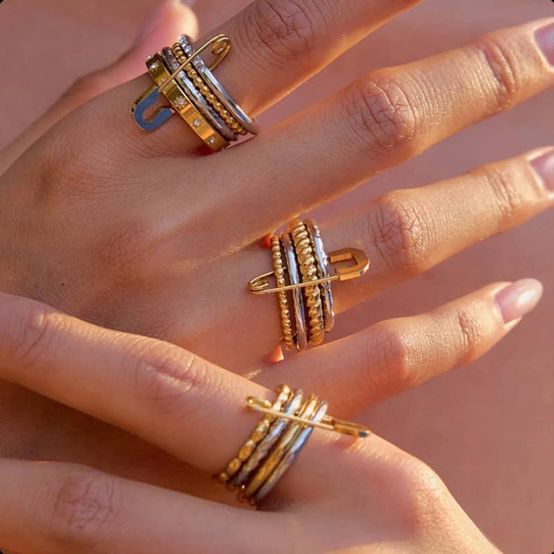 BAGUE BICOLORE À 4 COUCHES AVEC BROCHE: Avec boîte