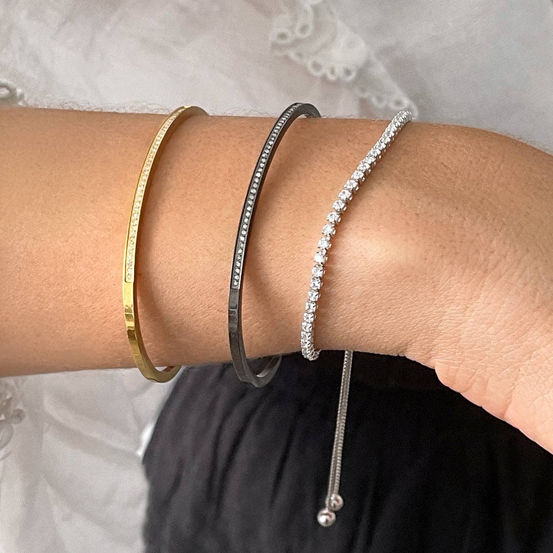 Bracelet tennis ajustable Bolo avec liens à tirer argent