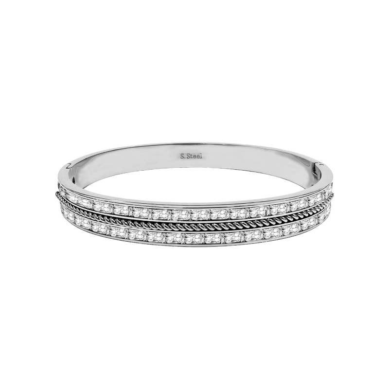 Rigid bracelet with zirconia - DH22100D355: Silver / With box