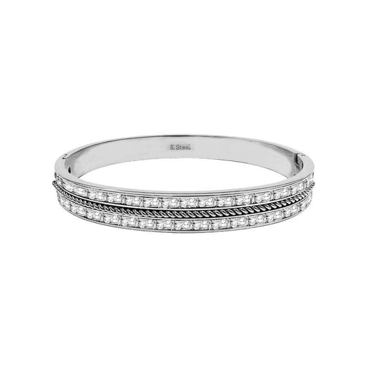 Bracelet rigide avec zirconia - DH22100D355: Argenté / Avec boîte