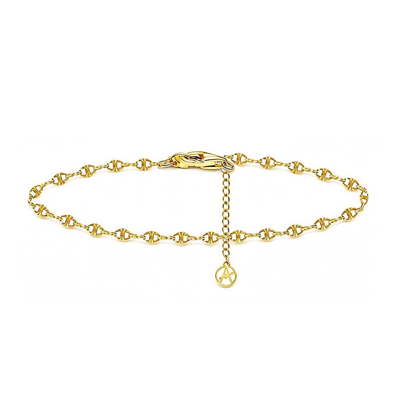 CHEVILLÈRE EN MAILLE MARINE DIAMANTÉE: Argenté / Avec boîte
