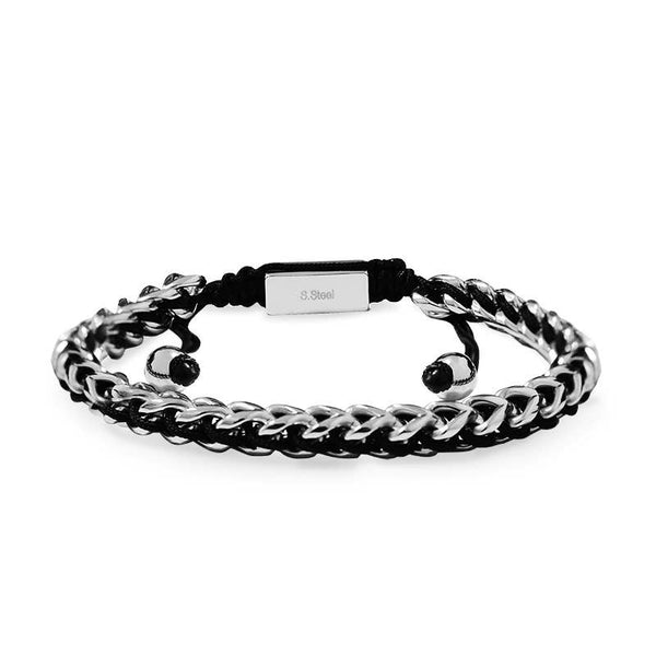 BRACELET HOMME RÉGLABLE QUEUE DE RENARD AVEC CORDON: Avec boîte