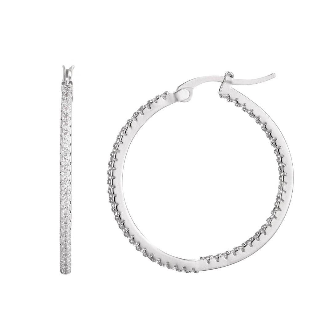 Boucles d'oreilles créoles infini plaquées argent avec zircones cubiques (CZ)