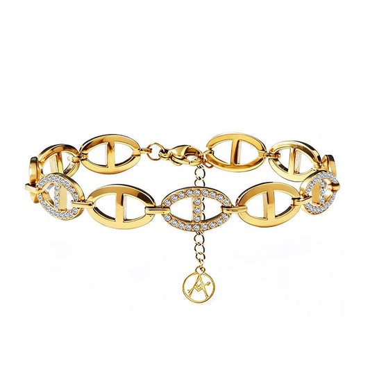MARINER CHAIN BRACELET WITH ZIRCONIAS: Silver / With box