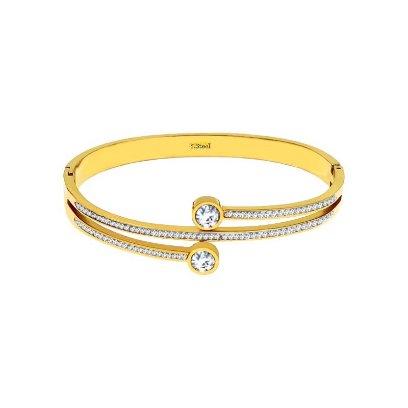 BRACELET RIGIDE AVEC ZIRCON - DH2296D342: Argenté / Avec boîte