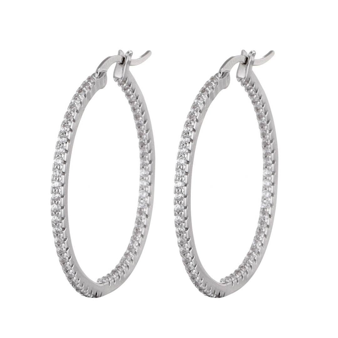 Boucles d'oreilles créoles infini plaquées argent avec zircones cubiques (CZ)