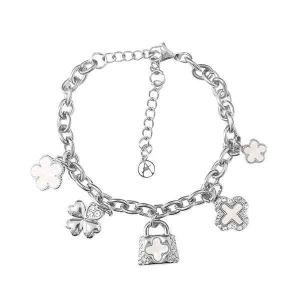 Chain bracelet with pendants - YNK24108B717: Silver / With box