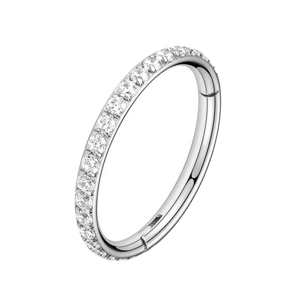 Stainless steel adjustable ring with zirconia - model JQ1000C076: SILVER / 10 mm