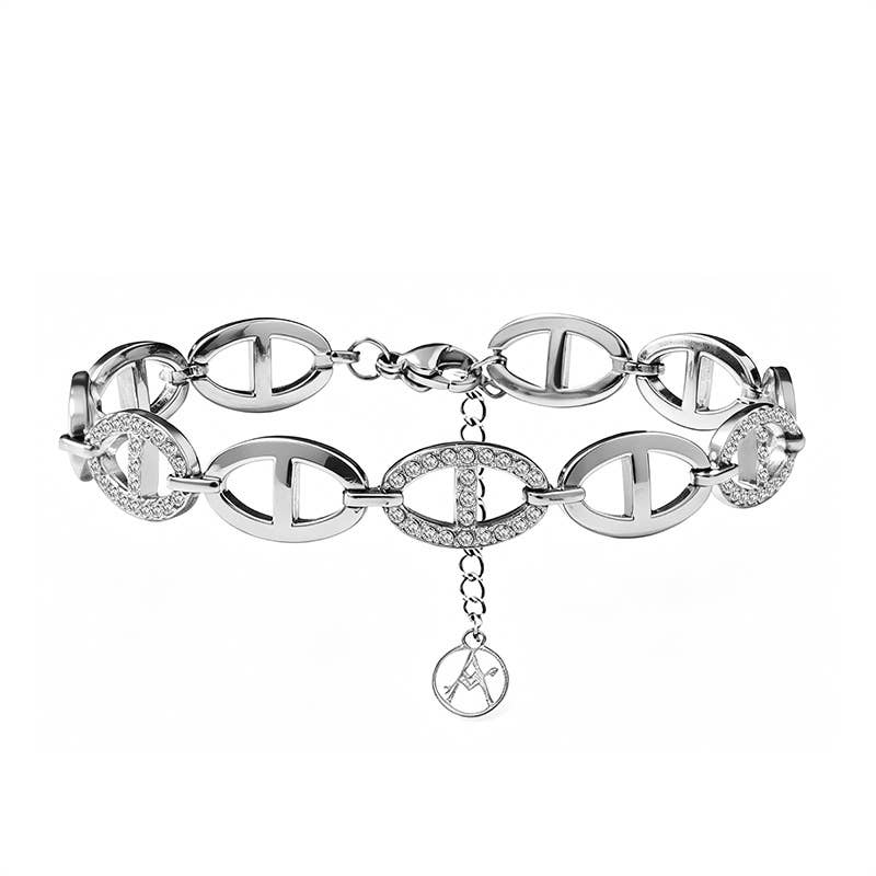 BRACELET À MAILLE MARINE AVEC ZIRCONES: Argento / Con scatola