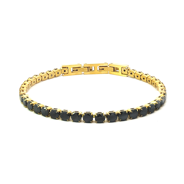 Stainless Steel Tennis Bracelet with 3mm Zirconia - JN21927736CD17: White Silver / No box