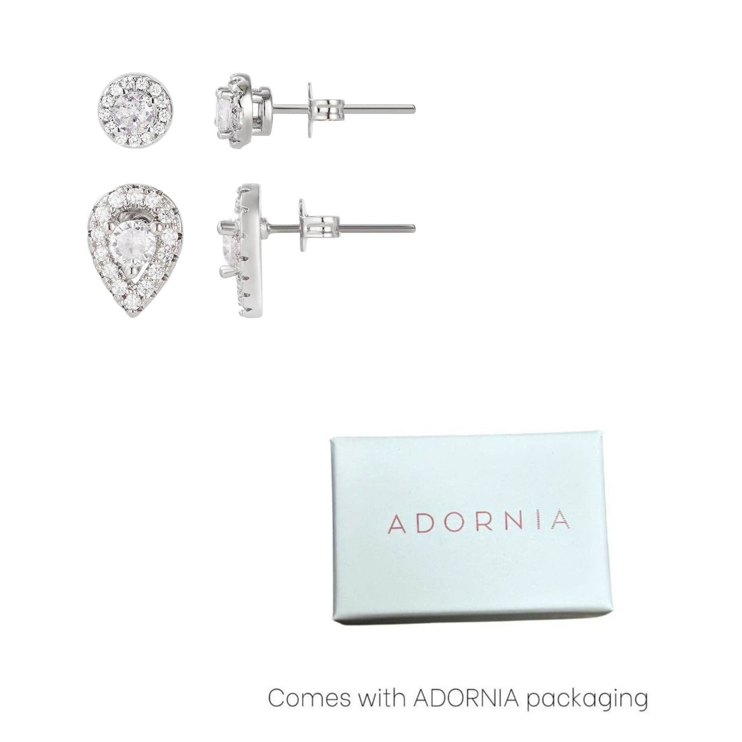 Lot de 2 clous d'oreilles halo plaqués argent