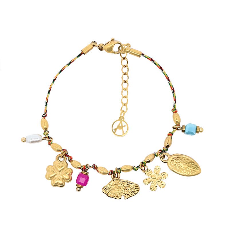Bracelet fil coloré avec breloques - YNK24864B1: Azure / Avec boîte