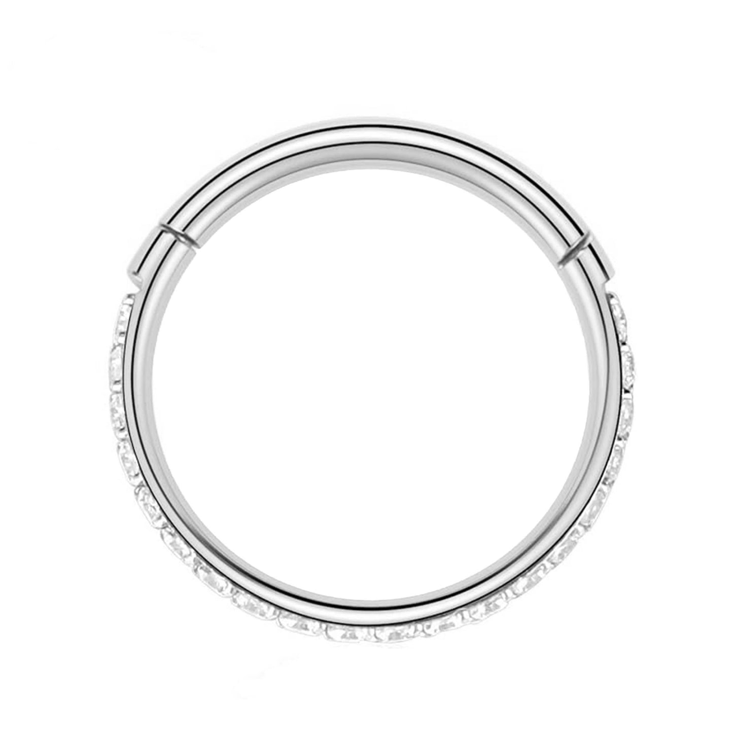 Stainless steel adjustable ring with zirconia - model JQ1000C076: SILVER / 10 mm