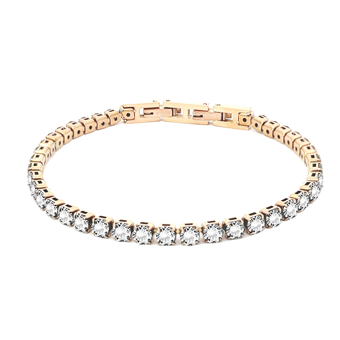 Stainless Steel Tennis Bracelet with 3mm Zirconia - JN21927736CD17: White Silver / No box