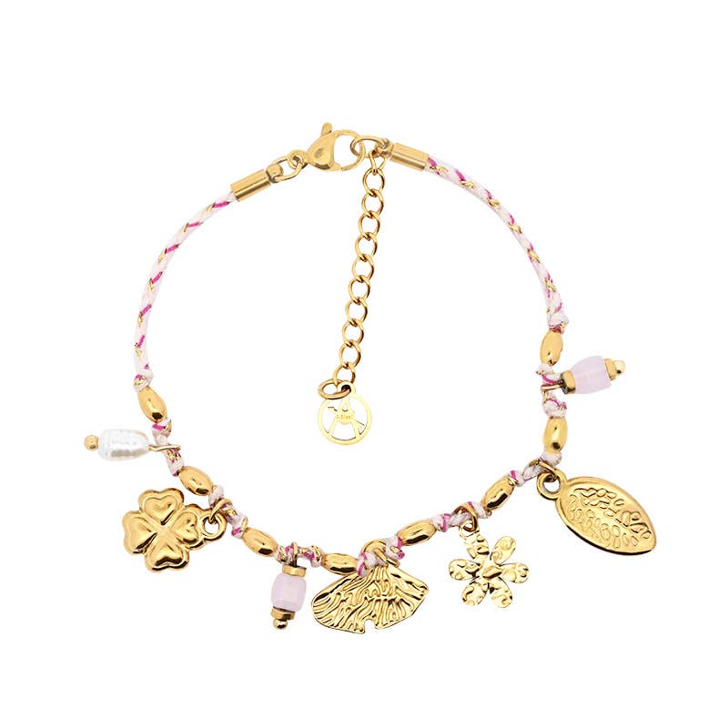 Bracelet fil coloré avec breloques - YNK24864B1: Azure / Avec boîte