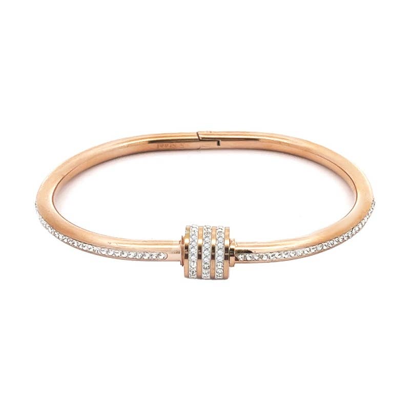RIGID BRACELET WITH RHINESTONES - DH2488B528: Silver / With box