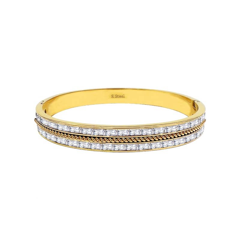 Rigid bracelet with zirconia - DH22100D355: Silver / With box