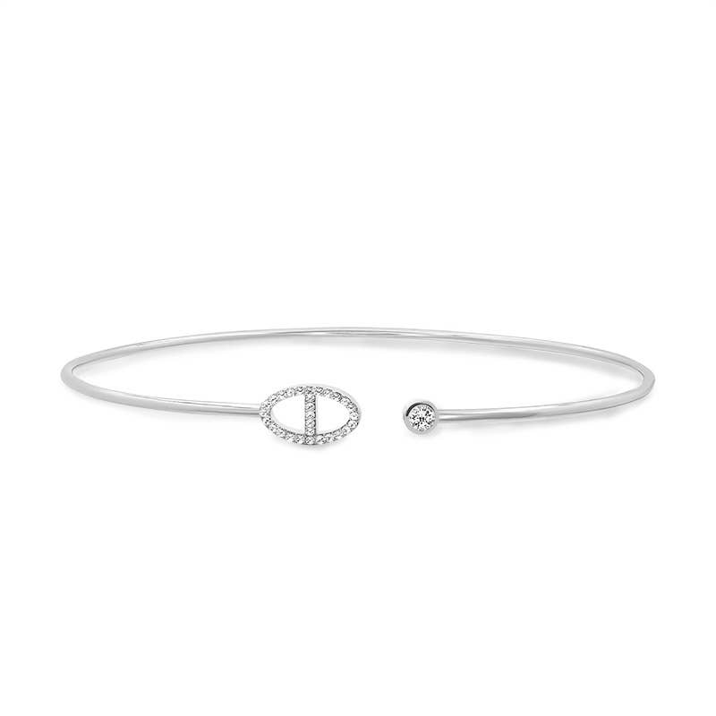 BRACELET SEMI-RIGIDE RÉGLABLE AVEC NEZ DE COCHON EN STRASS: Or jaune / Avec boîte