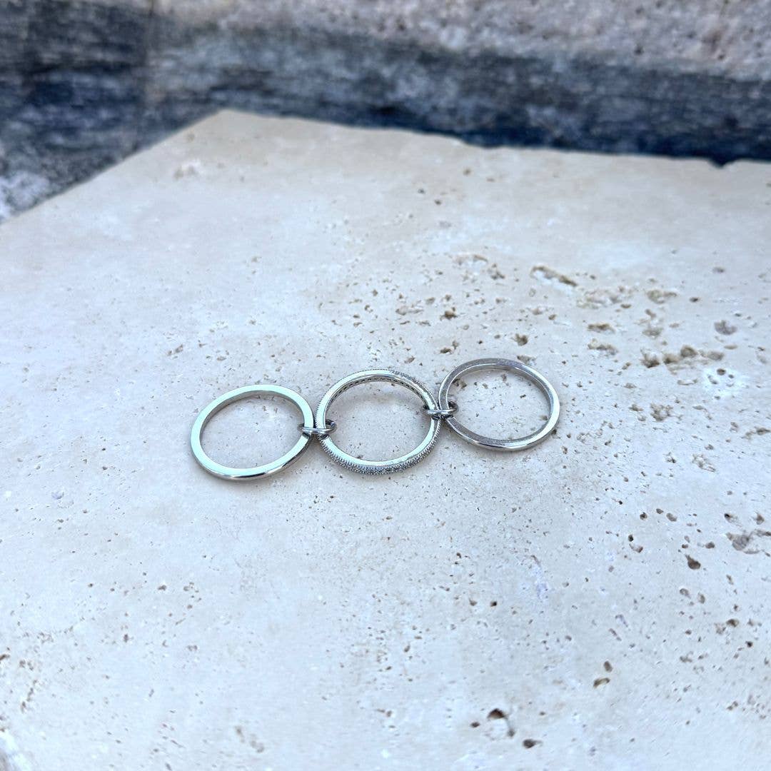 Ensemble de 3 bagues connectées plaqué argent: 7