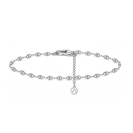CHEVILLÈRE EN MAILLE MARINE DIAMANTÉE: Argenté / Avec boîte