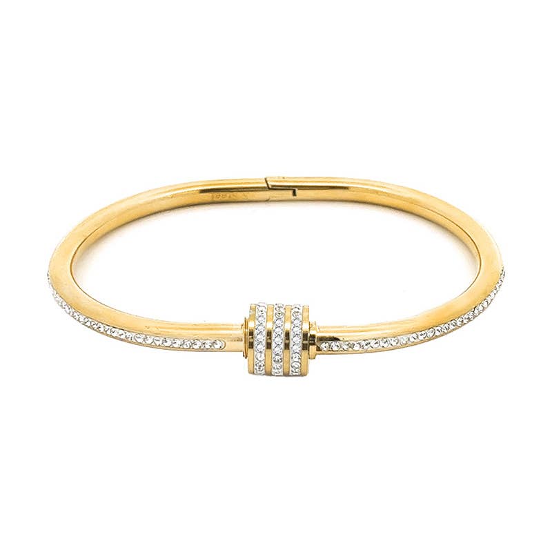 RIGID BRACELET WITH RHINESTONES - DH2488B528: Silver / With box