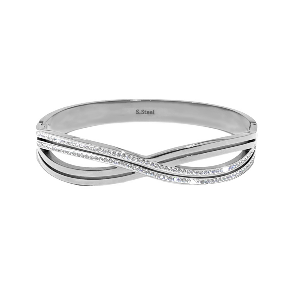 BRACELET RIGIDE INFINI AVEC STRASS - DH22100D341: Argenté / Avec boîte