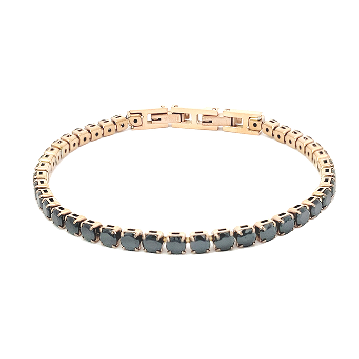 Stainless Steel Tennis Bracelet with 3mm Zirconia - JN21927736CD17: White Silver / No box